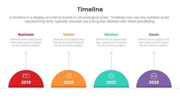 timeline set of point infographic with half circle shape concept for slide presentation template banner vector