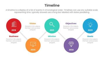 timeline set of point infographic with connected circle up and down concept for slide presentation template banner vector