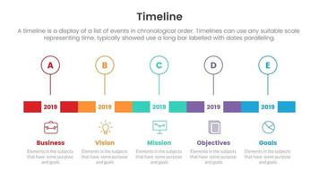 timeline set of point infographic with rectangle box shape horizontal concept for slide presentation template banner vector