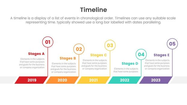 timeline set of point infographic with circle and skew rectangle shape concept for slide presentation template banner vector