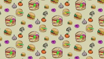 Pattern Background junk food Food  Isometric Seamless Template flat design for decorative or gift wrapping paper, vector