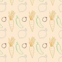 Colorfull Seamless vegetable background Vector Pattern Bright color Pattern suitable for posters, postcards, fabric or wrapping paper