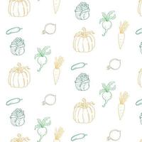 Colorfull Seamless vegetable background Vector Pattern Bright color Pattern suitable for posters, postcards, fabric or wrapping paper