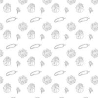 Black outline Seamless vegetable isolated in white background Vector Pattern Bright color Pattern suitable for posters, postcards, fabric or wrapping paper