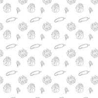 Black outline Seamless vegetable isolated in white background Vector Pattern Bright color Pattern suitable for posters, postcards, fabric or wrapping paper