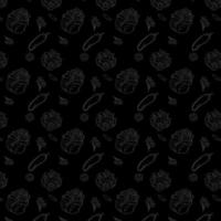 White outline Seamless vegetable isolated in dark background Vector Pattern Bright color Pattern suitable for posters, postcards, fabric or wrapping paper