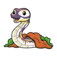 Cute banana pastel ball python cartoon out from hole vector