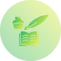 icono de vector de pluma y libro único