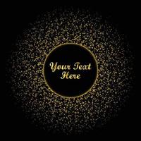 Gold glitter circle on black background vector