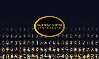 Gold halftone glitter on black background vector
