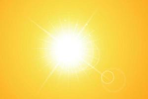 Yellow background with a sun and lens flare vector