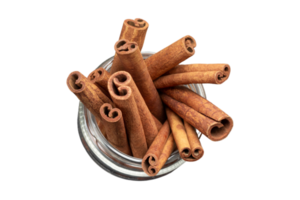 Glass with cinnamon isolated on a transparent background png