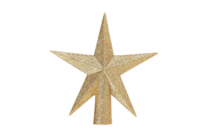 Gold christmas star isolated on a transparent background png