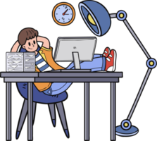 business men sit and relax at their desks illustration in doodle style png
