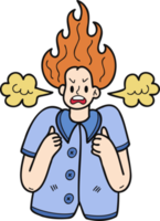 Angry business woman illustration in doodle style png