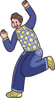 business man jumping for joy illustration in doodle style png