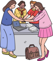 equipo de negocio mujer trabajando juntos ilustración en garabatear estilo png