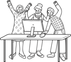 équipe de affaires femmes réjouissance dans Succès illustration dans griffonnage style png
