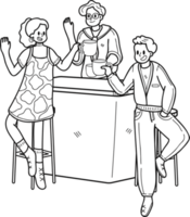 Business team relaxing at the coffee table illustration in doodle style png