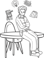 The male boss smiled confidently illustration in doodle style png