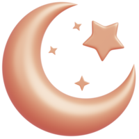 3D golden crescent moon.Minimal element style. png