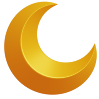 3D golden crescent moon.Minimal element style. png
