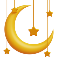 3D golden crescent moon.Minimal element style. png