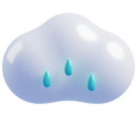 3d mignonne nuage cartoon.weather icône nuage et pluie. 3d le rendu png