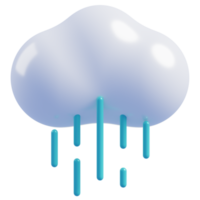 3d carino nube cartoon.meteo icona nube e pioggia. 3d interpretazione png