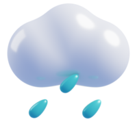 3d schattig wolk cartoon.weer icoon wolk en regen. 3d renderen png