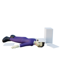 3d Illustration of Fainted Office Employee png