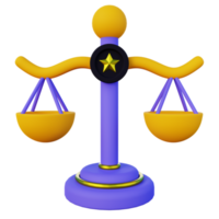 Stylized 3d illustration of law scale png