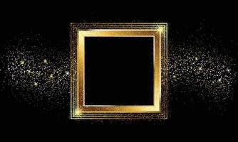 Gold frame on a black background with gold glitter vector