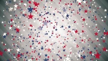 Stars and stripes - falling red, white and blue star shaped confetti - Looping, full HD American, USA styled motion background animation. video