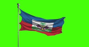 Haiti national flag waving on chroma key background video