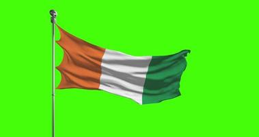 Irland National Flagge winken auf Chroma Schlüssel Hintergrund video