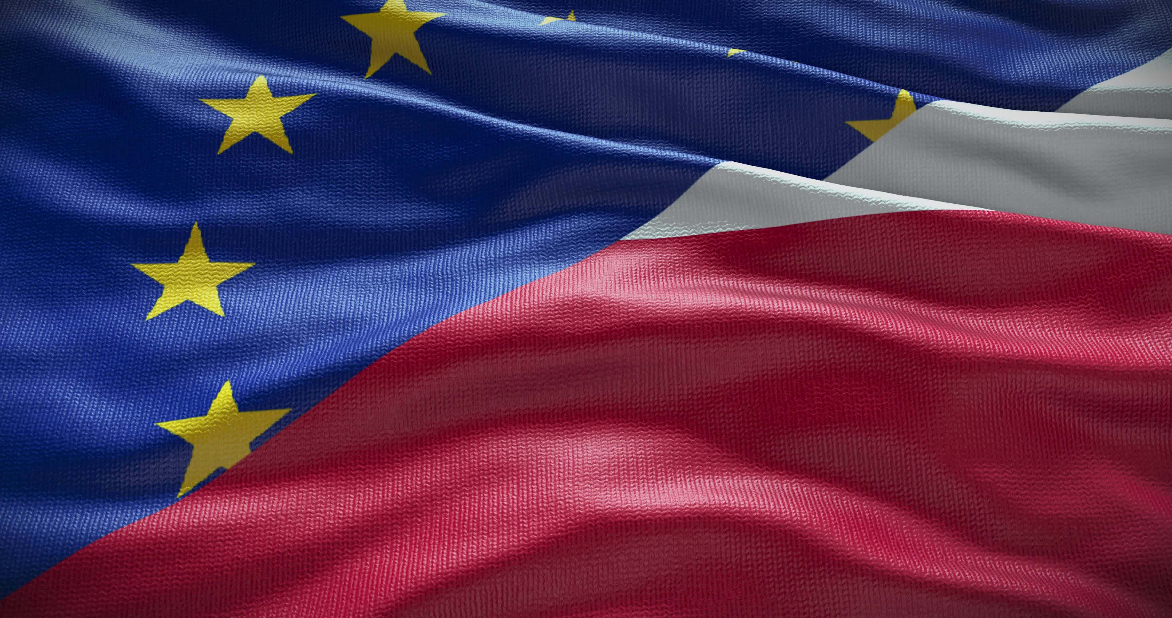 poland-and-european-union-flag-background-relationship-between-country