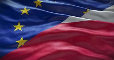 Poland and European Union flag background. Relationship between country government and EU video