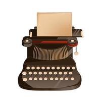 The old styled vintage typewriter. Flat design vector illustration. It is possible to add any text on to the paper. Illustration for international authors day.