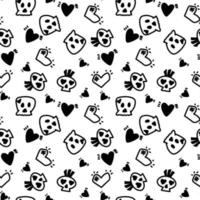 Rock n Roll seamless pattern. Black-white print for textiles, backgrounds, printing. Grunge style, hand lettered, vector illustration.
