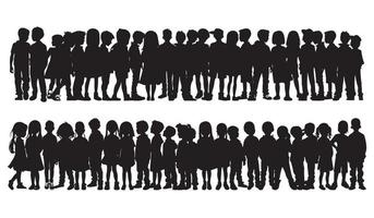 People silhouette set man woman silhouettes crowd of people family children adult young people youth background vector illustration