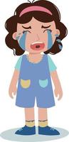 Cute little girl short hair crying cry face expression illustration vector