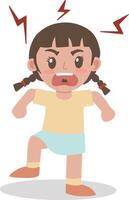 Little kids angry expression and screaming illustration vector