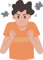 Young man feel annoyed with angry face expression feel bad showing his furious gestures illustration vector