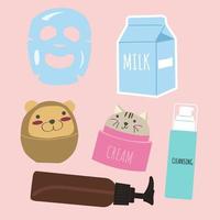 korean self care stickers pack vector