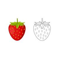 Strawberry cartoon outline clip art set. Simple flat vector illustration design. Easy coloring book page activity element for children kids.