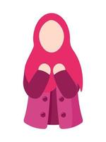 Hijab Girl Muslim Character Faceless Cute Cartoon Avatar Vector Illustration