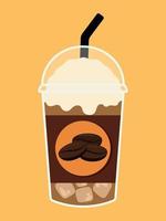 Ice Coffee Cappuccino Icon in Cup Clipart Vector Illustration