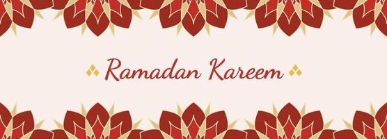 Red ramadan kareem banner islamic pattern background template vector