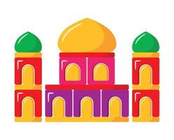 Mosque from Block Building Kids Toy Vector Illustration